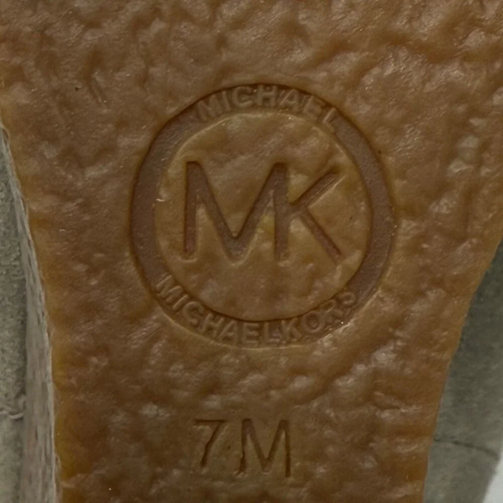 Michael Kors Rye Womens‎ Wedge Beige Suede Bootie Gum Soles Size 7 Medium